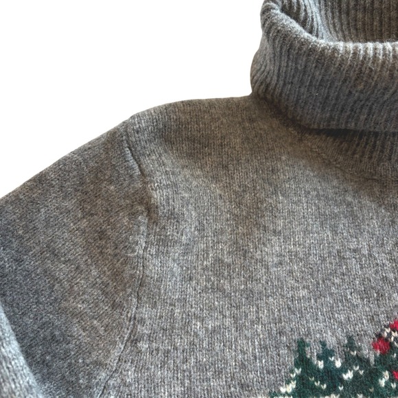 VTG Lauren Ralph Lauren LambsWool Sweater Turtleneck Ice Skaters Gray Sz S P - Picture 4 of 9